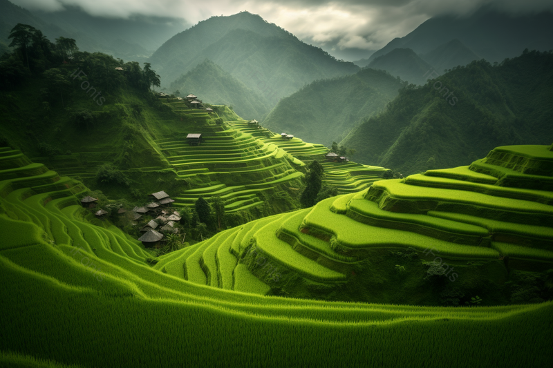 绿油油的一片梯田高清特写摄影图,高清,摄影图,摄影图片,图片大全,摄影图免费下载
